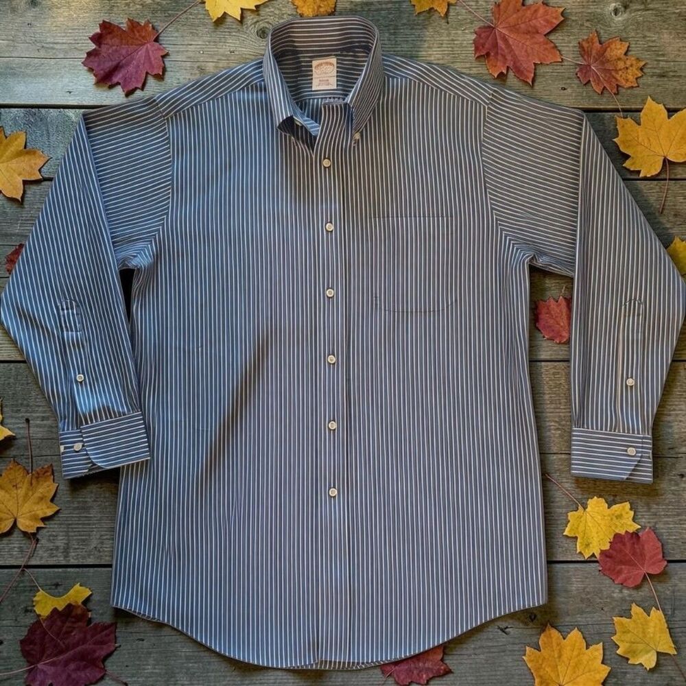 Brooks Brothers 346 Shirt Men's size 15 2/3 Blue White Stripe button down